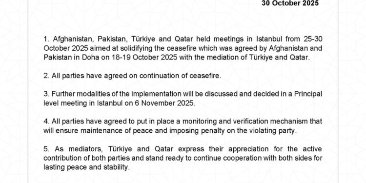 Pakistan, Afghanistan Agree to Maintain Ceasefire; Istanbul Talks to Continue on November 6