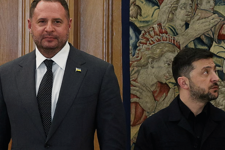 Volodymyr Zelenskyy (right) in Spain earlier this month with Andriy Yermak, head of the president’s office and lead negotiator in the latest round of peace talks. Photograph: Violeta Santos Moura/Reuters