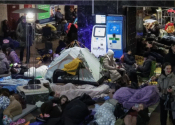 People take shelter inside a metro station during a Russian missile and drone strike in Kyiv, Ukraine, November 25. — Reuters