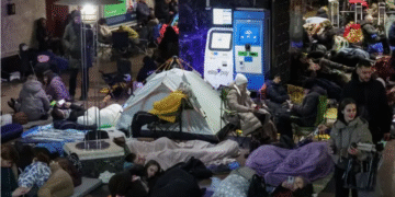 People take shelter inside a metro station during a Russian missile and drone strike in Kyiv, Ukraine, November 25. — Reuters