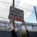 Demonstrators protest outside of Brook House Immigration Removal Centre against a planned deportation of asylum seekers from Britain to Rwanda, at Gatwick Airport near Crawley, Britain.— Reuters