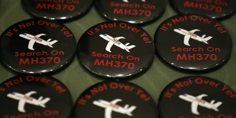 Badges are displayed during the sixth annual remembrance event for the missing Malaysia Airlines flight MH370 in Putrajaya, Malaysia, March 7, 2020. REUTERS