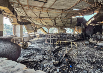 A burned-out interior is seen inside the Birch nightclub. —AFP