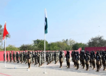 This image shows Pakistan Army and People’s Liberation Army (PLA) of China soldiers attending the opening ceremony of joint military exercise Warrior-IX at the National Counter Terrorism Centre (NCTC), Pabbi, in Nowshera. — ISPR