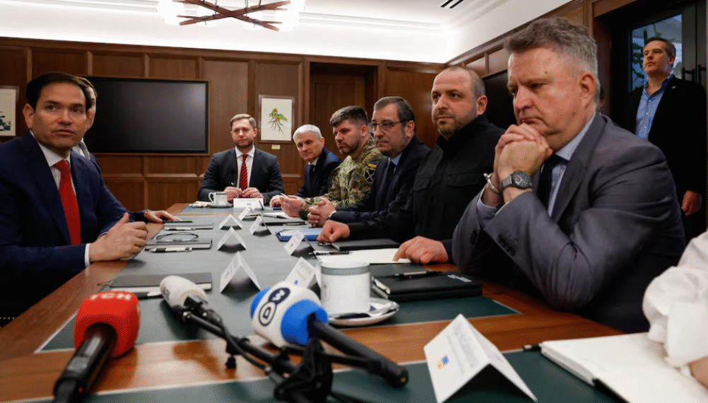 U.S. Secretary of State Marco Rubio meets with Secretary of Ukraine's National Security and Defence Council Rustem Umerov and other members of a Ukrainian delegation in Hallandale Beach, Florida, U.S. [Reuters]