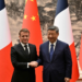 France President Emmanuel Macron (L) and Chinese President Xi Jinping (R) shake hands after a joint press conference at the Great Hall of the People in Beijing on December 4, 2025. – Reuters