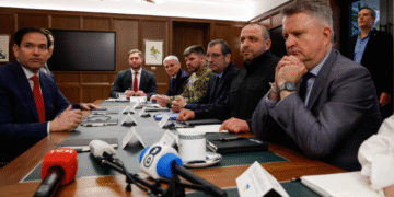 U.S. Secretary of State Marco Rubio meets with Secretary of Ukraine's National Security and Defence Council Rustem Umerov and other members of a Ukrainian delegation in Hallandale Beach, Florida, U.S. [Reuters]