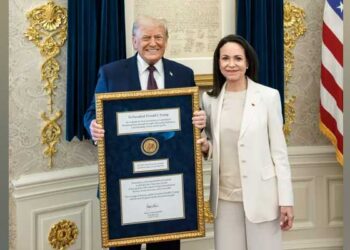Trump accepts Nobel medal from Venezuelan opposition leader Machado