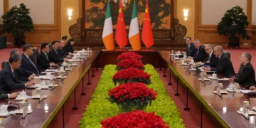 Irish Prime Minister Micheál Martin held a bilateral meeting with Chinese President Xi Jinping at the Great Hall of the People in Beijing on January 5, 2026. — Reuters