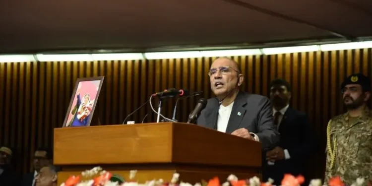 President Zardari Vows Firm Response to Cross-Border Threats Amid Opposition Protests in Parliament