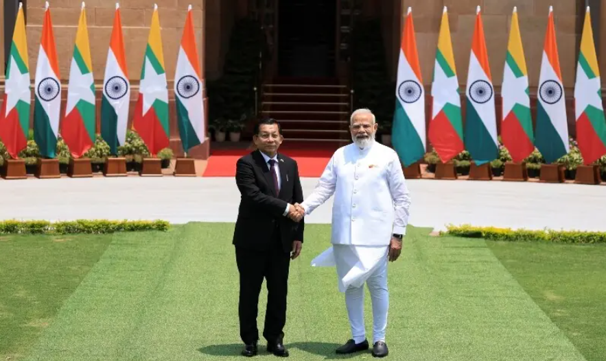 Myanmar leader holds trade and security talks with India’s Modi during landmark visit