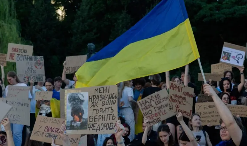 Thousands protest in Kyiv over Zelensky’s dismissal of defence minister