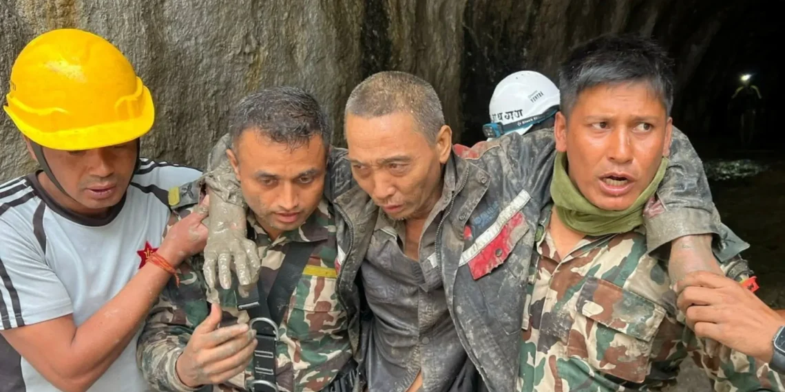 Chinese National Rescued Alive from Buried Tunnel 10 Days After Nepal Flood Disaster